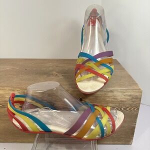 Crocs Isabella Huarache Sandals Womens 10 Rainbow Jelly Strappy Retro Y2K Resort